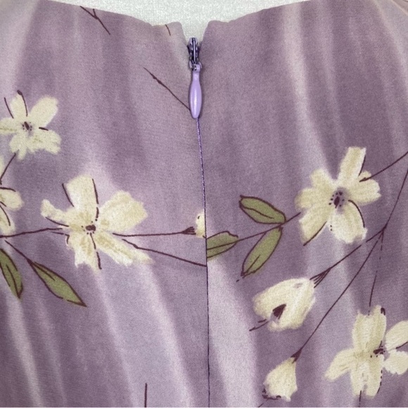 Vintage 90s Casual Corner Lavender Maxi Dress with Tie Blossom Print Modest Sz 6 - Picture 12 of 15